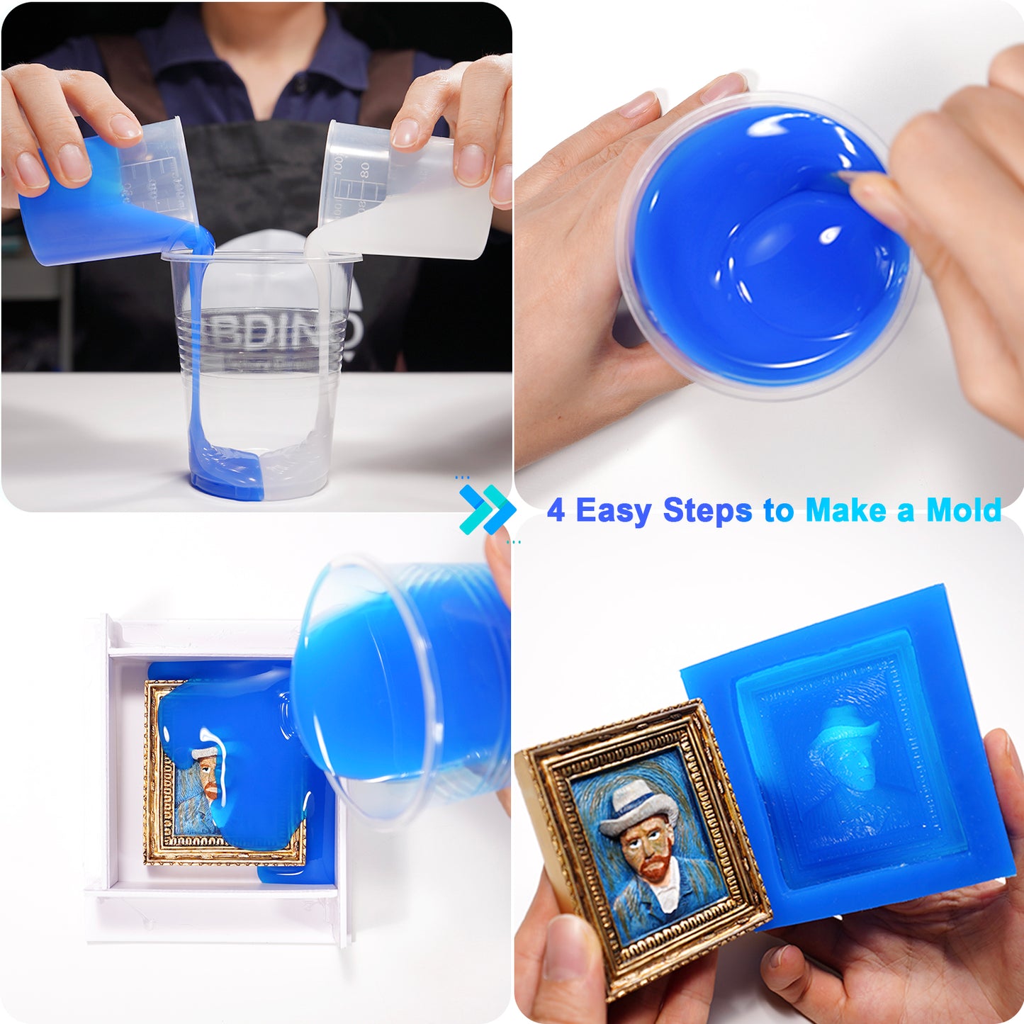BBDINO 30A Silicone Mold Making 1 Gallon Kit Sapphire Blue | GP Platinum-Cure