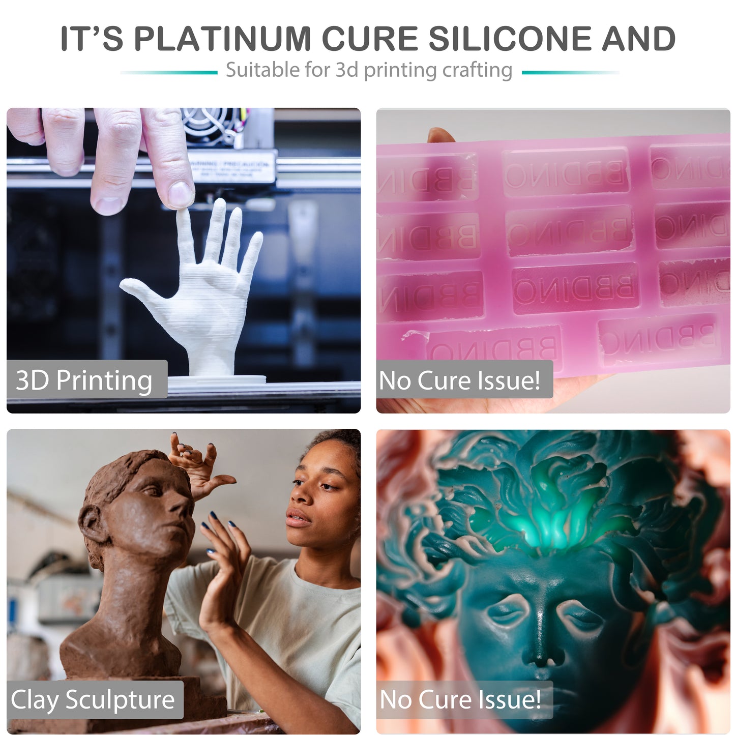 BBDINO Anti Cure Inhibition Silicone Mold Making Kit 21A | Platinum Cure | Specialize for 3D Printing Project & Clay Sculpture Molding
