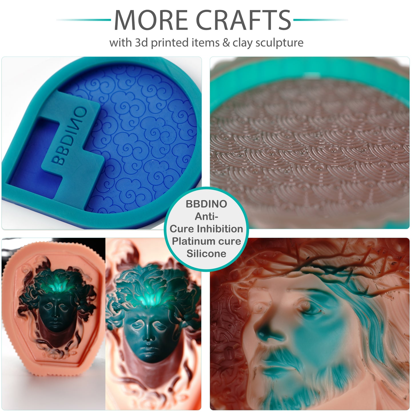 BBDINO Anti Cure Inhibition Silicone Mold Making Kit 21A | Platinum Cure | Specialize for 3D Printing Project & Clay Sculpture Molding