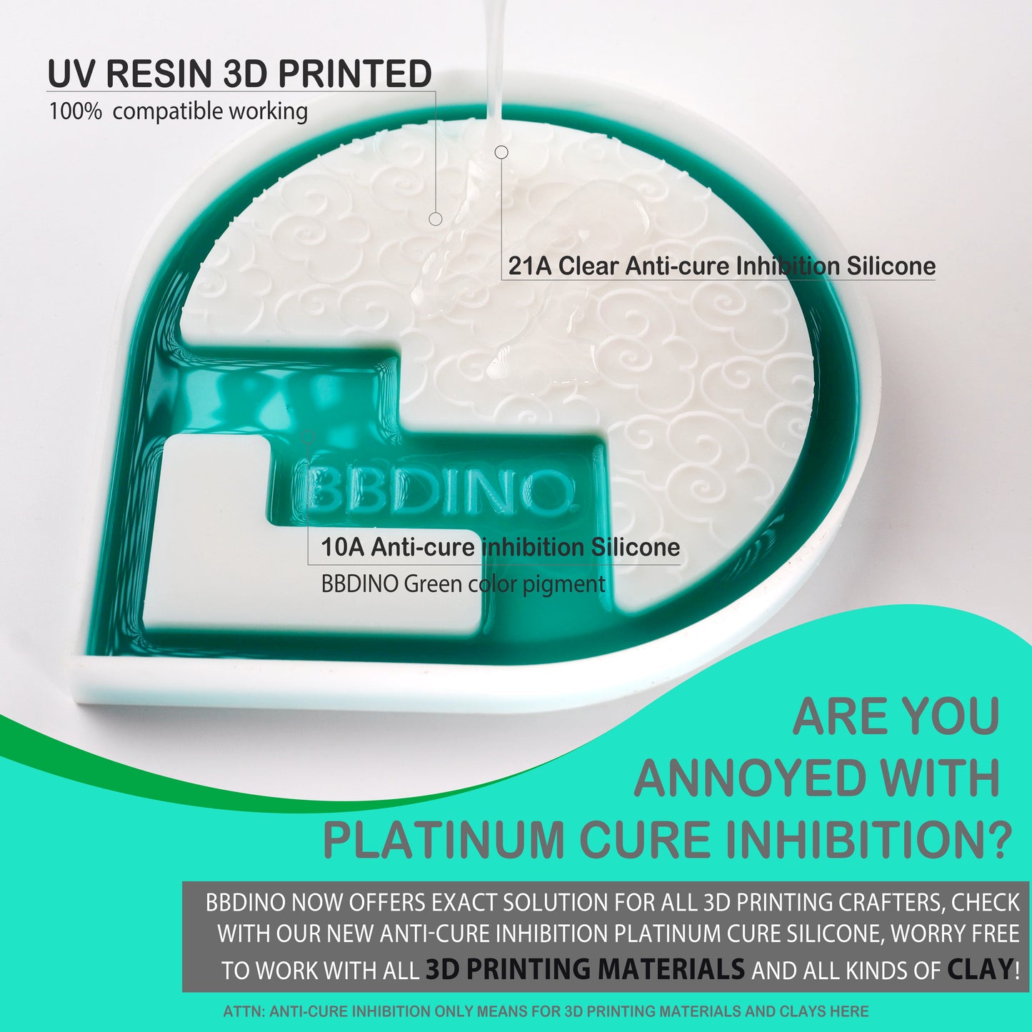 BBDINO Anti Cure Inhibition Silicone Mold Making Kit 21A | Platinum Cure | Specialize for 3D Printing Project & Clay Sculpture Molding