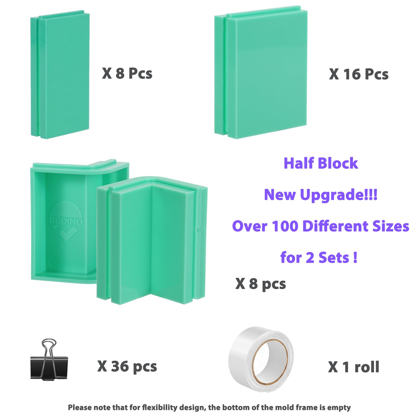 BBDINO Adjustable & Stackable Mold Housing Kit Mold Box New Upgraded half Size Central Pieces Added 2 Sets