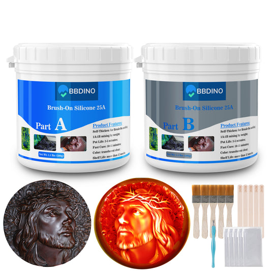 BBDINO Brush-on Silicone for Mold Making 25A | Platinum-Cure | Self-Thicken 15 Mins Fast Cure | 1000g